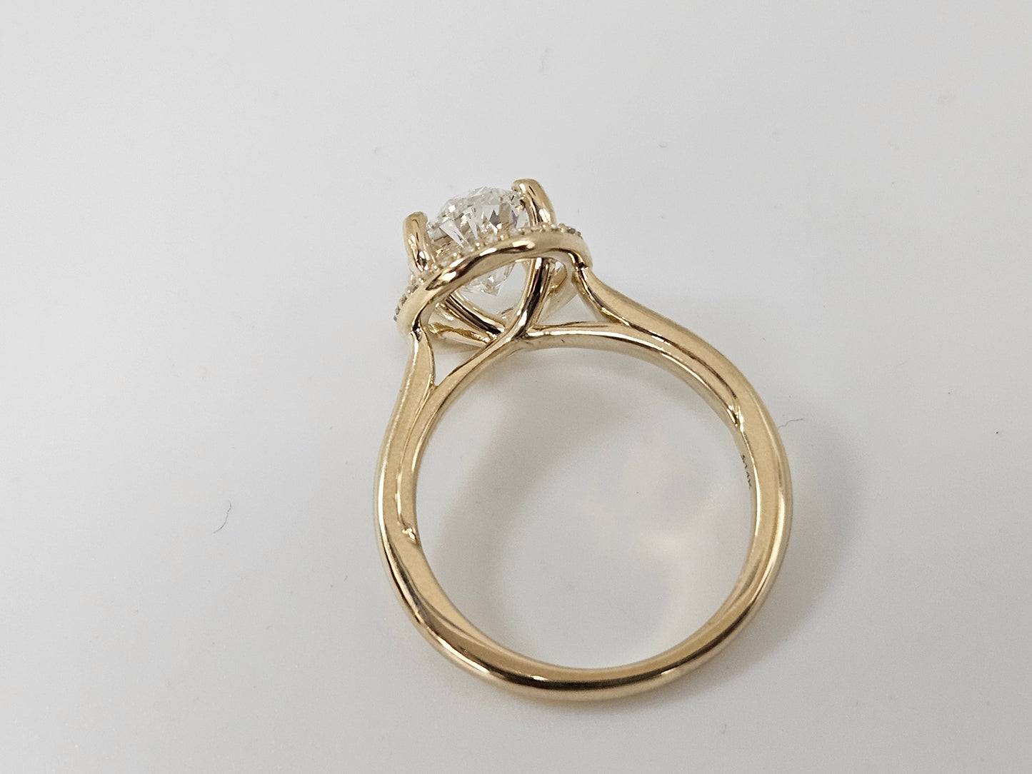 OV 2.09ct LG DIA halo RG 2.19cttw 14KYG IGI E/VVS1