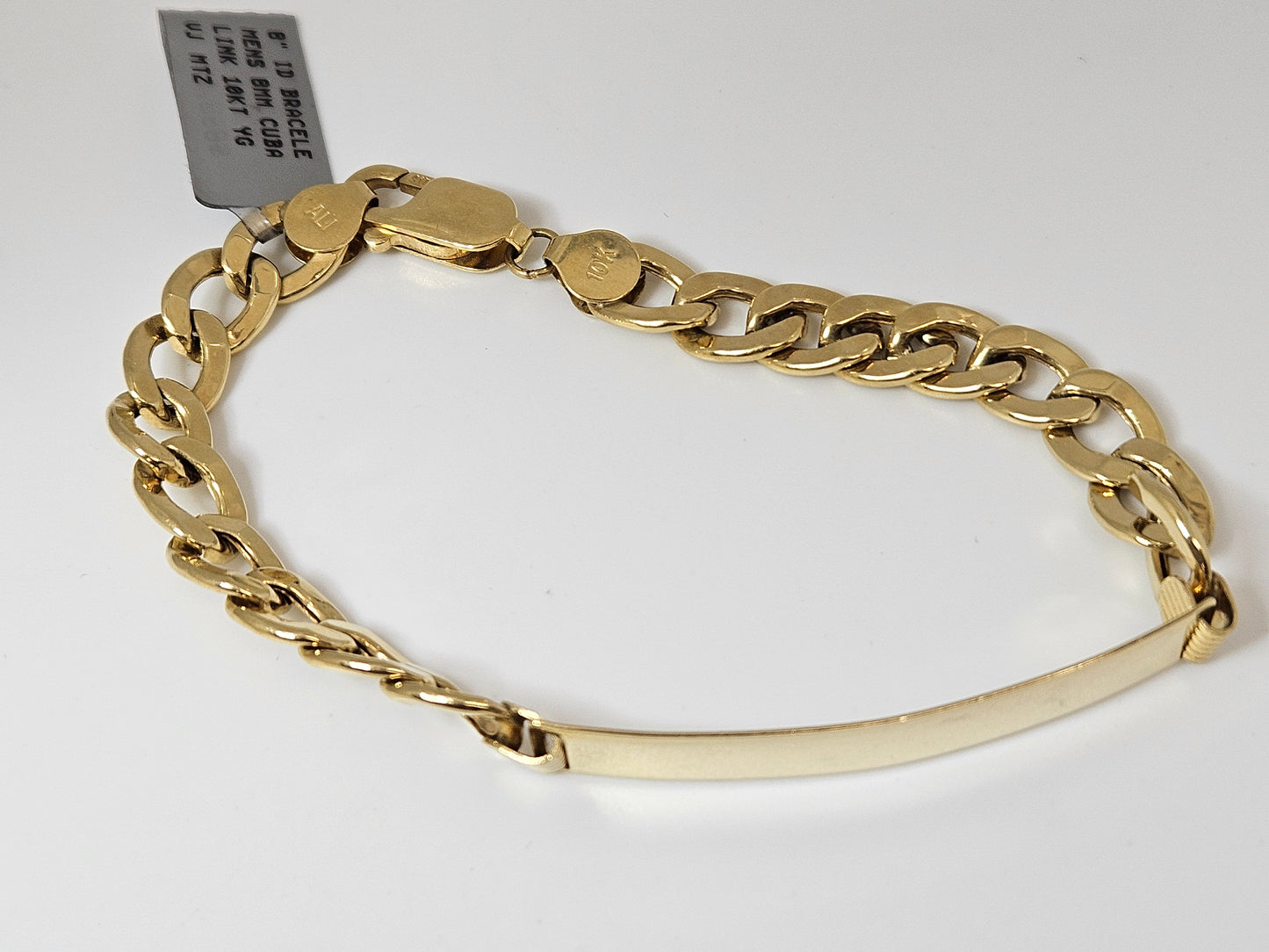 8" ID BRACELET MENS 8MM CUBAN LINK 10KYG 8.7 GR