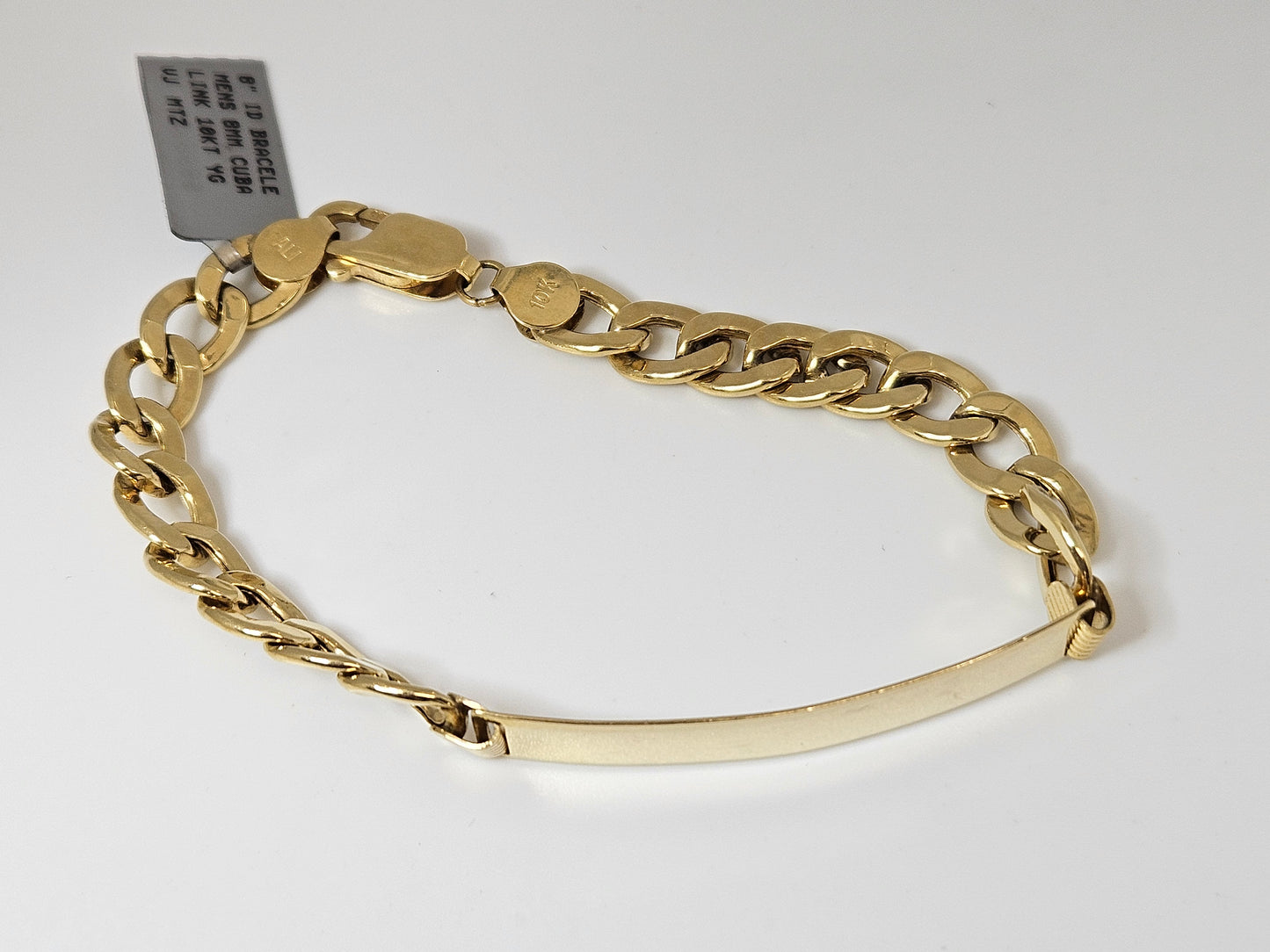 8" ID BRACELET MENS 8MM CUBAN LINK 10KYG 8.7 GR