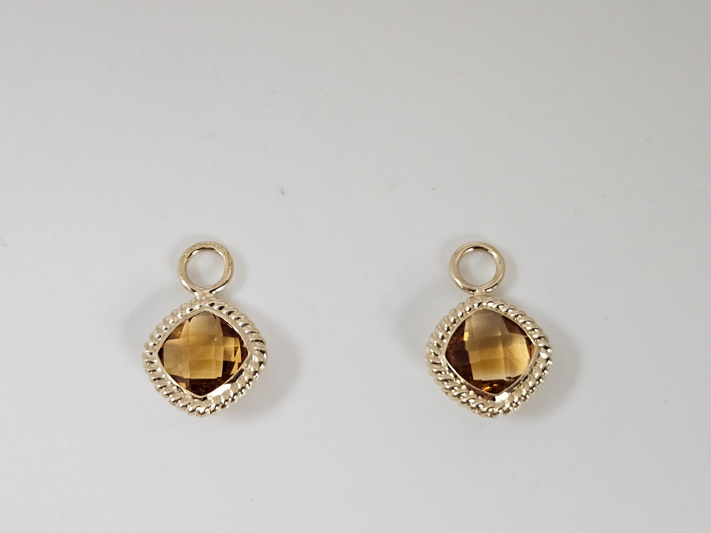 Loose Gem dangle Earring pair 14KTYG Citrine, Smoke Topaz, Garnet