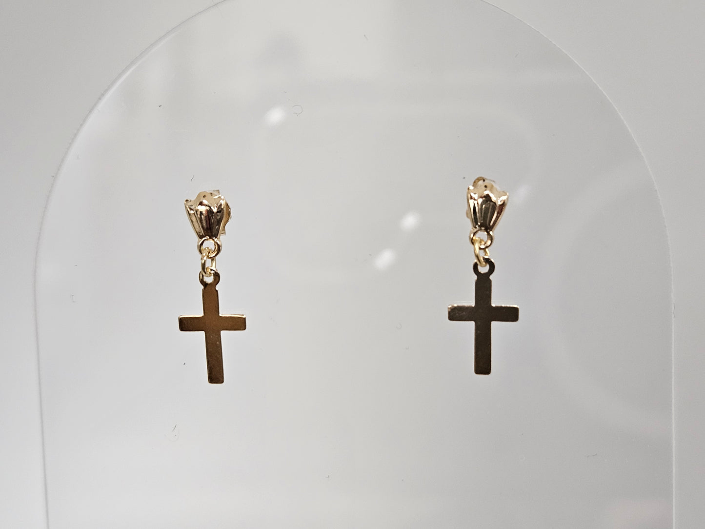 Dangle Cross Earring 14KTYG