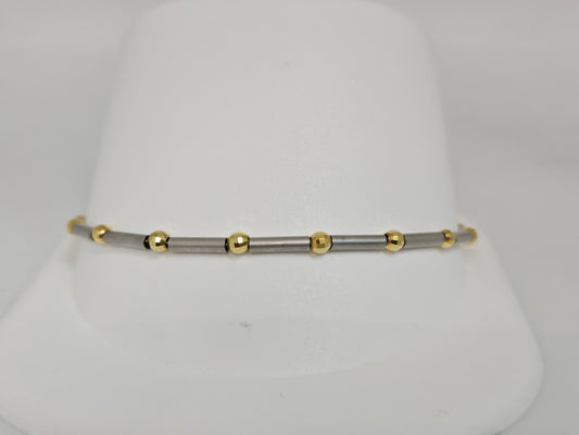 Tube Beaded BRAC 14K 2TONE 7.5" 4.1g