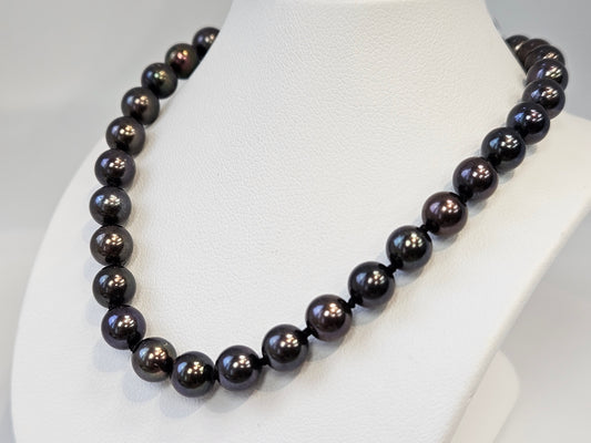 BLK Pearl Necklace 14kyg 18" 6MM Clasp