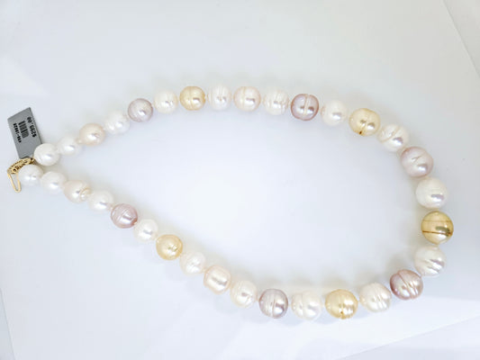 CIRCLE MULTICOLOR PEARL 16" 14KYG 10MM