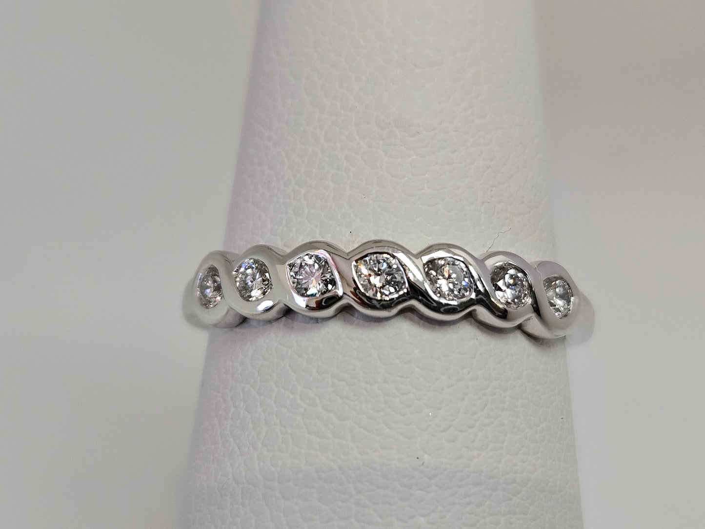 Twist Bezel Set Anniv Ring 10KWG .35cttw SZ 6.75