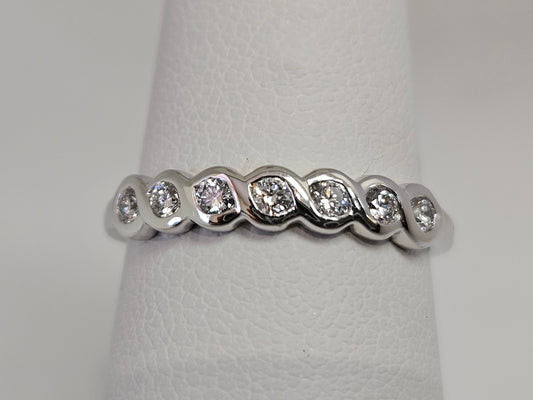 Twist Bezel Set Anniv Ring 10KWG .35cttw SZ 6.75