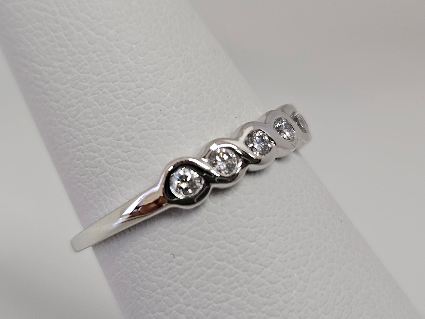 Twist Bezel Set Anniv Ring 10KWG .35cttw SZ 6.75