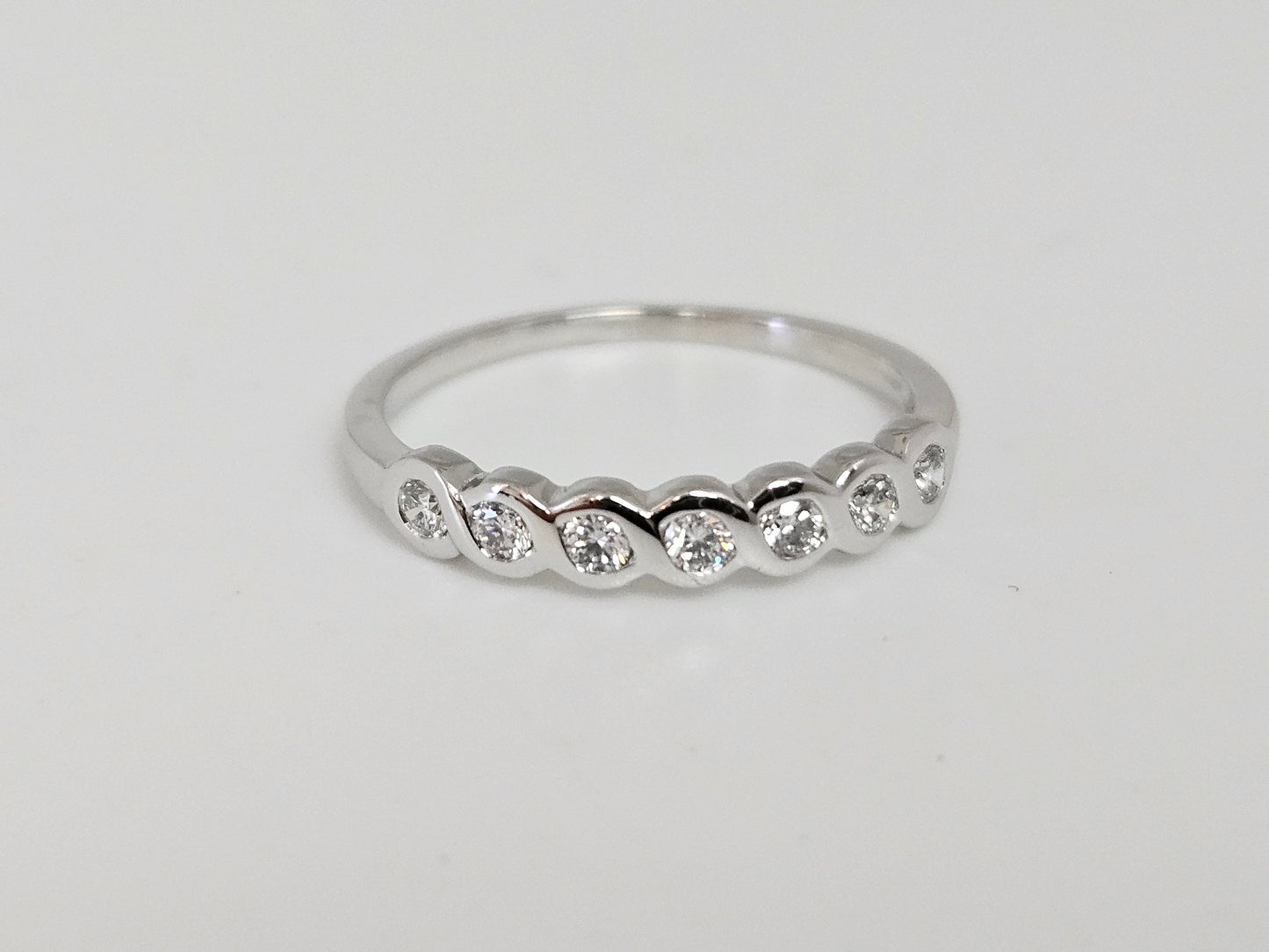 Twist Bezel Set Anniv Ring 10KWG .35cttw SZ 6.75