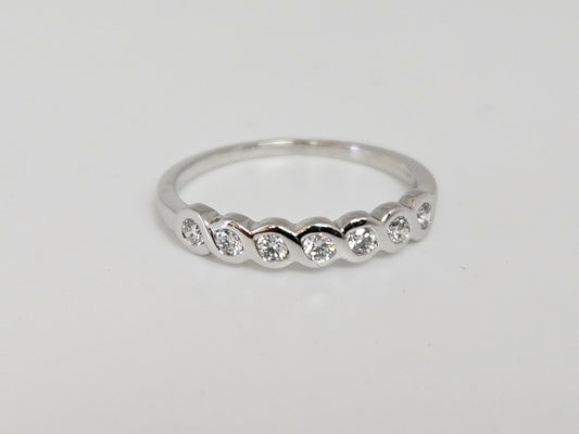 Twist Bezel Set Anniv Ring 10KWG .35cttw SZ 6.75