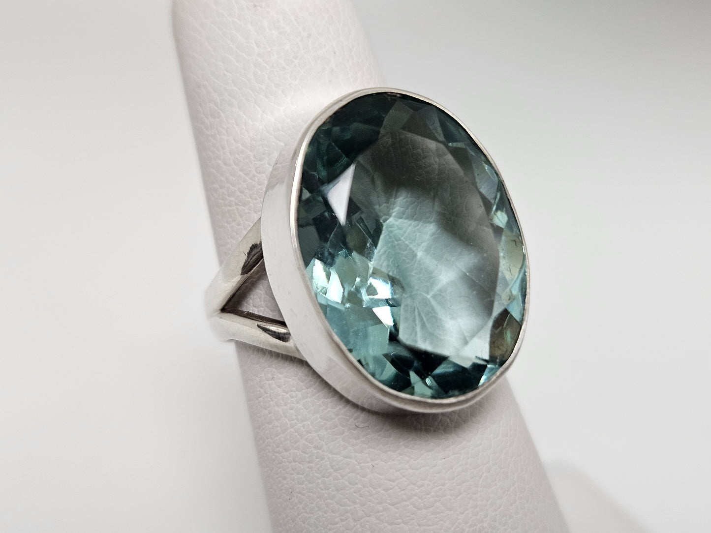 Sterling Silver OV Natural Apatite Ring Sz4.5