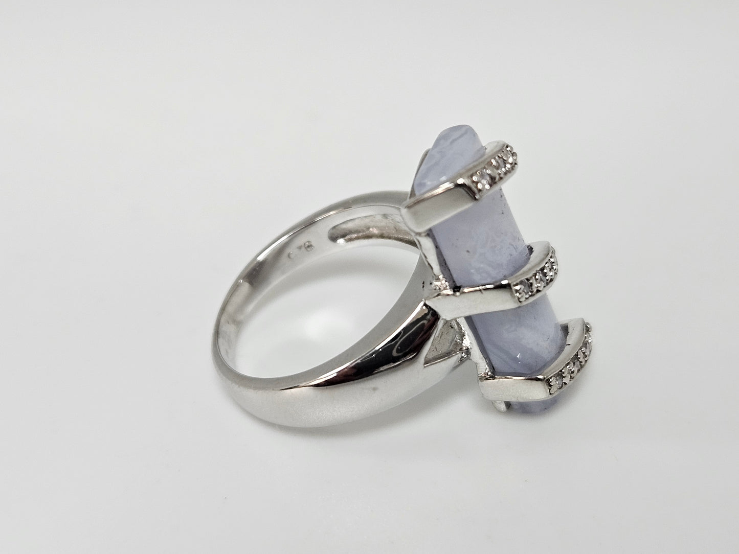 Sterling Silver Lavender Stone Bar Ring Sz7