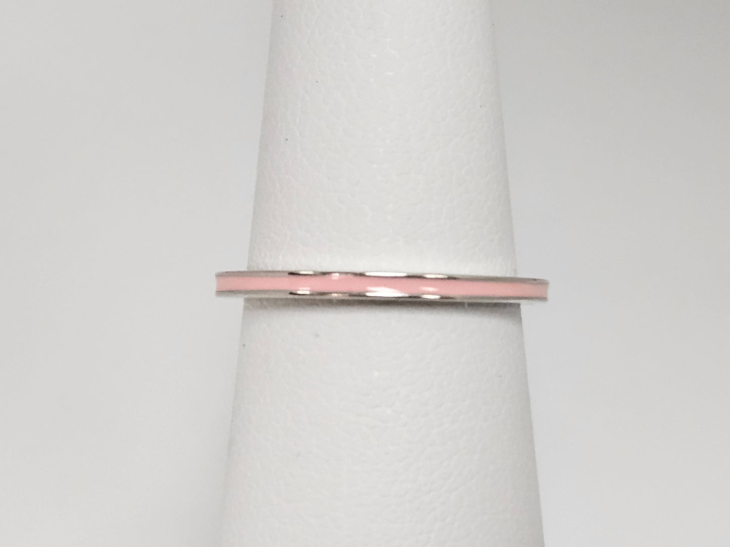 SS Pink Ceramic Stackable Ring Sz5