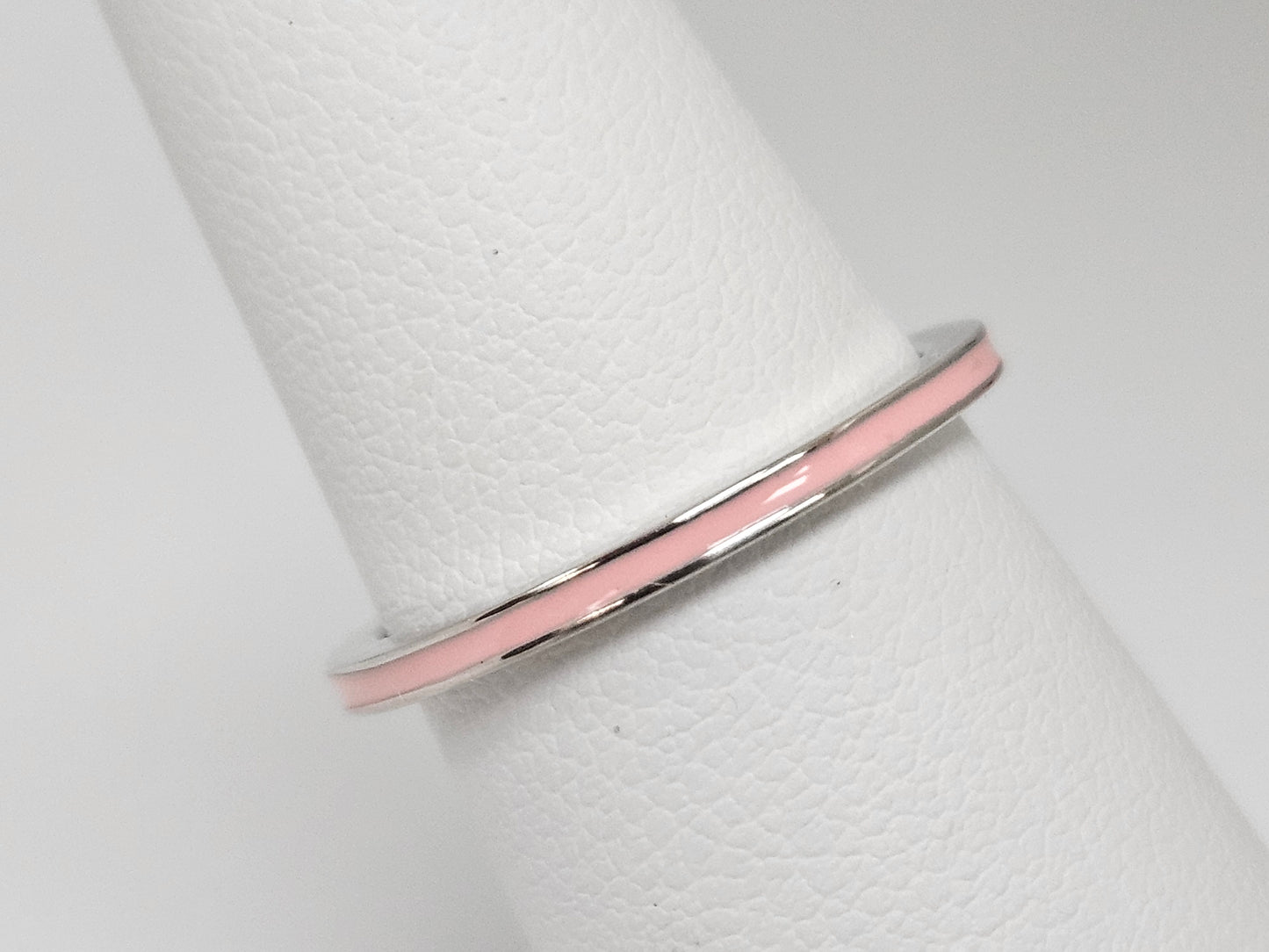 SS Pink Ceramic Stackable Ring Sz5