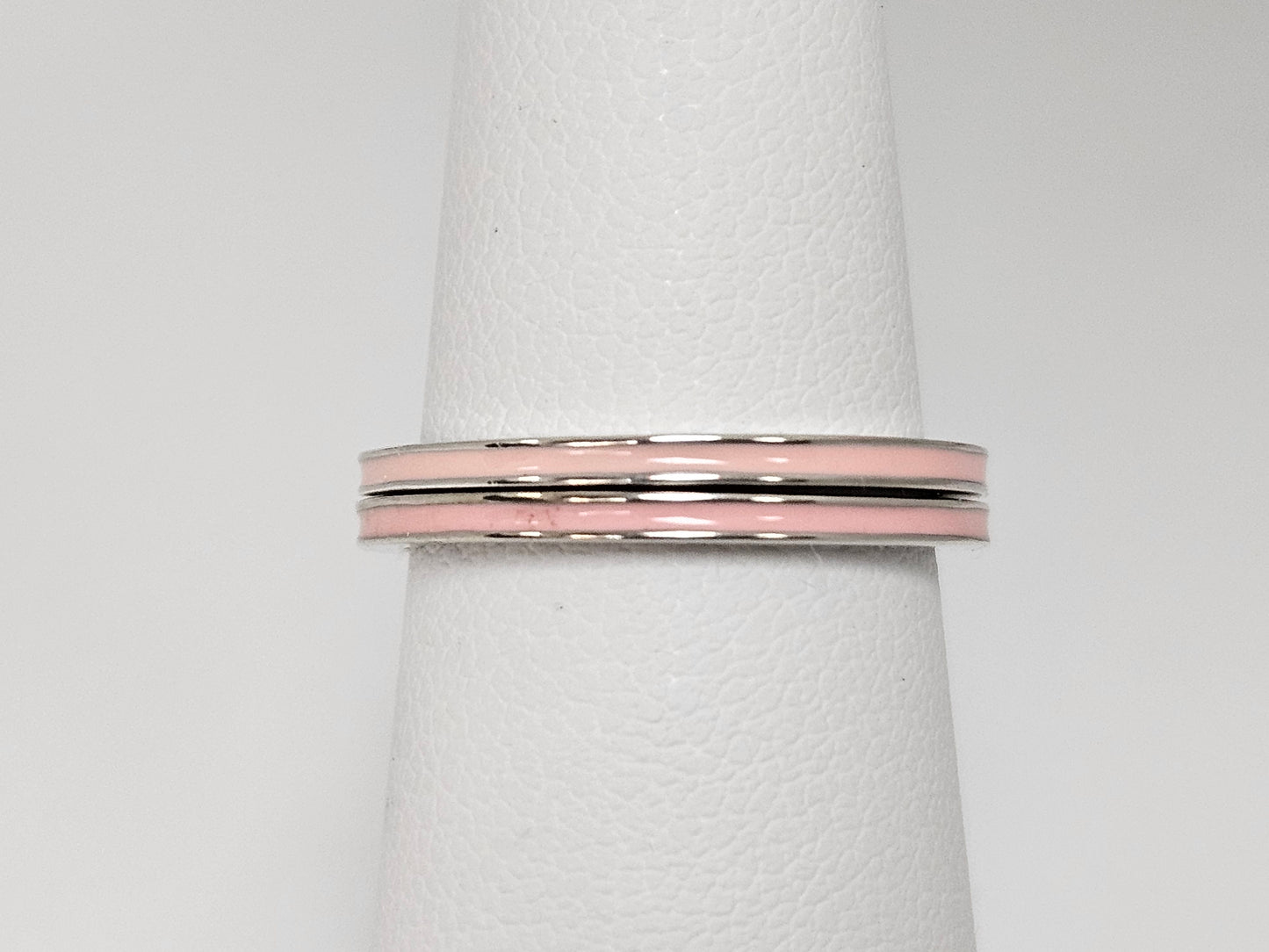 SS Pink Ceramic Stackable Ring Sz5