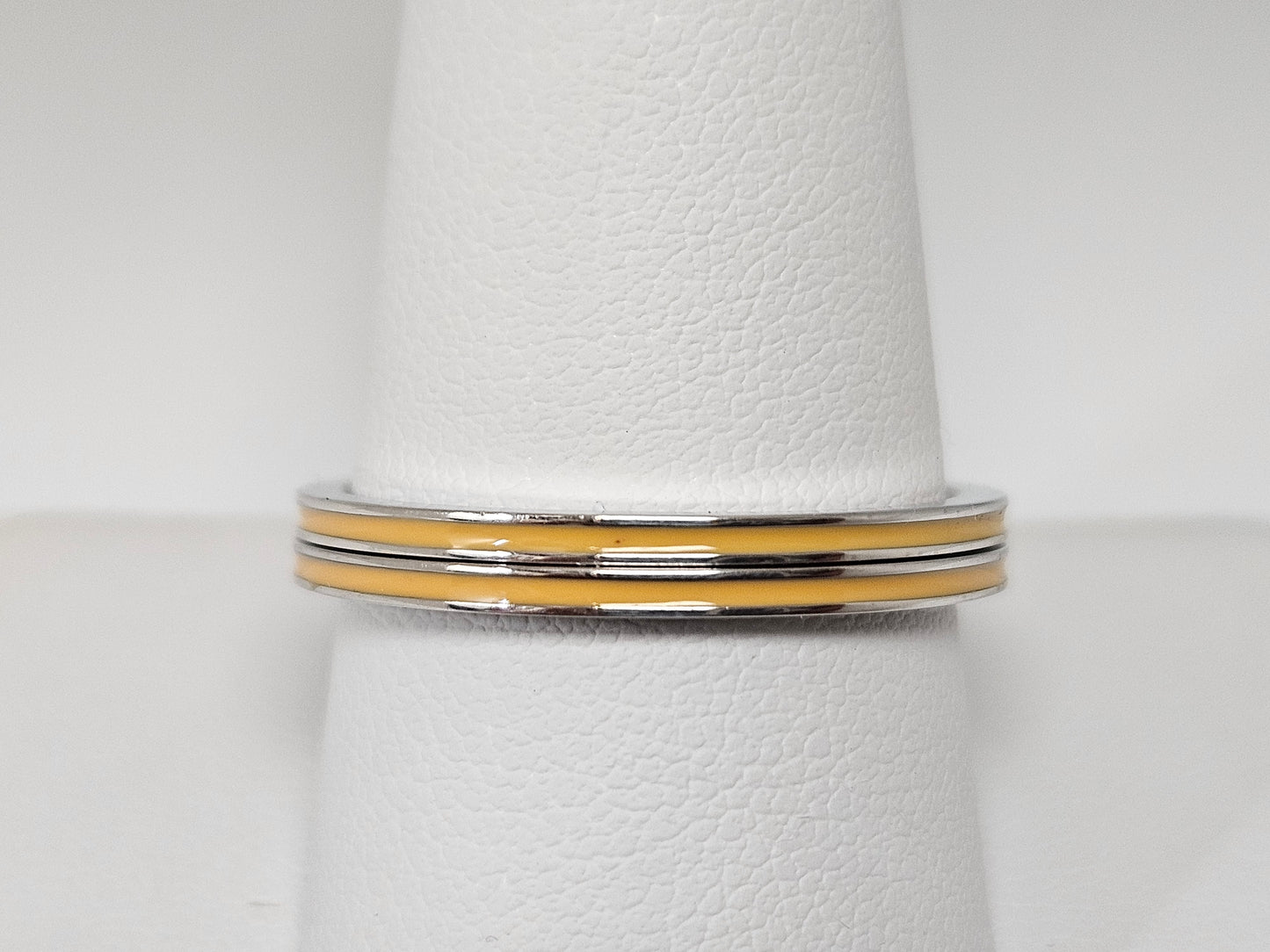 SS Orange Ceramic Stackable Ring Sz10 (QSK138-10)
