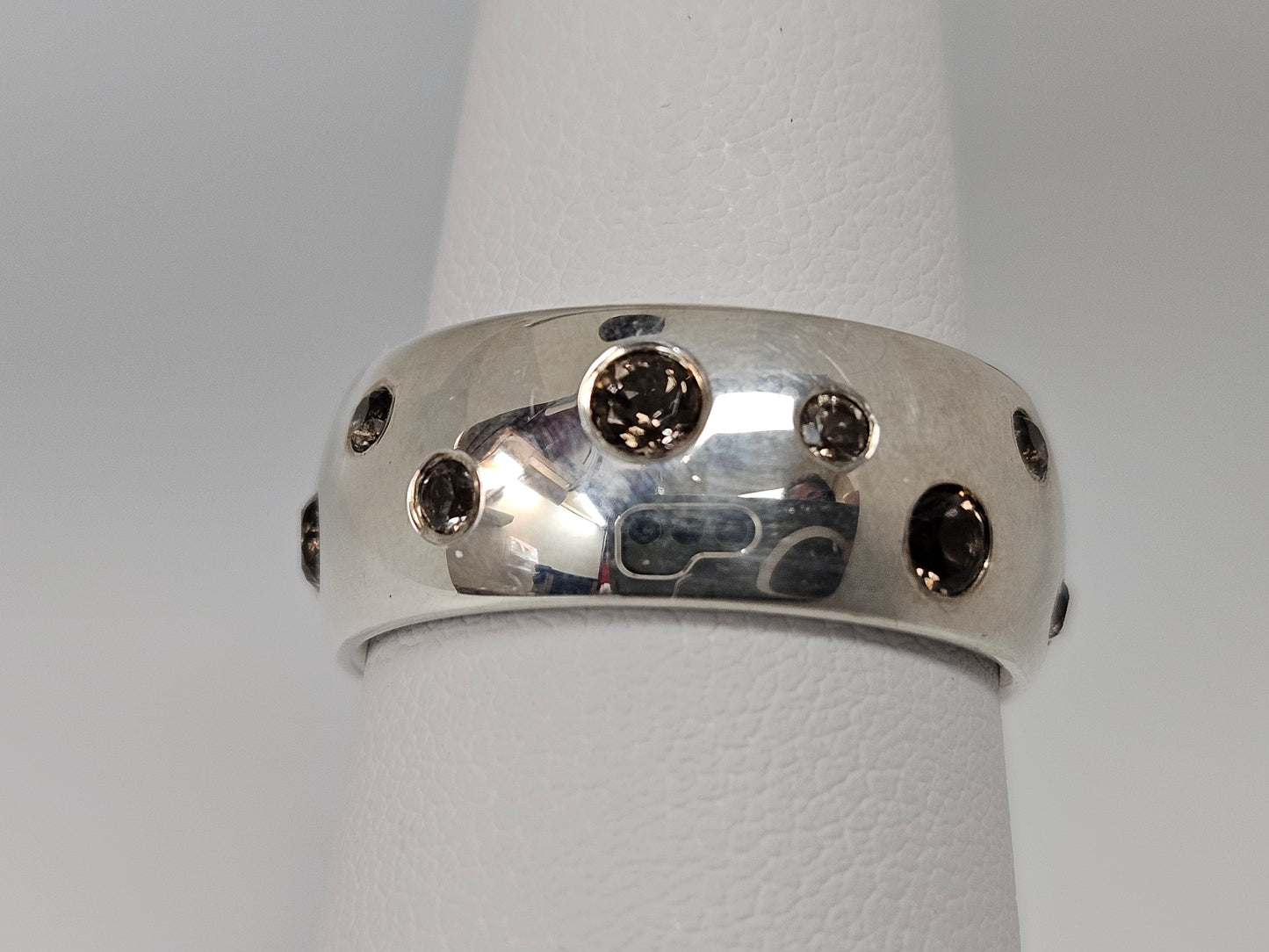 Sterling Silver 8MM wide Band W/Fancy color Topaz