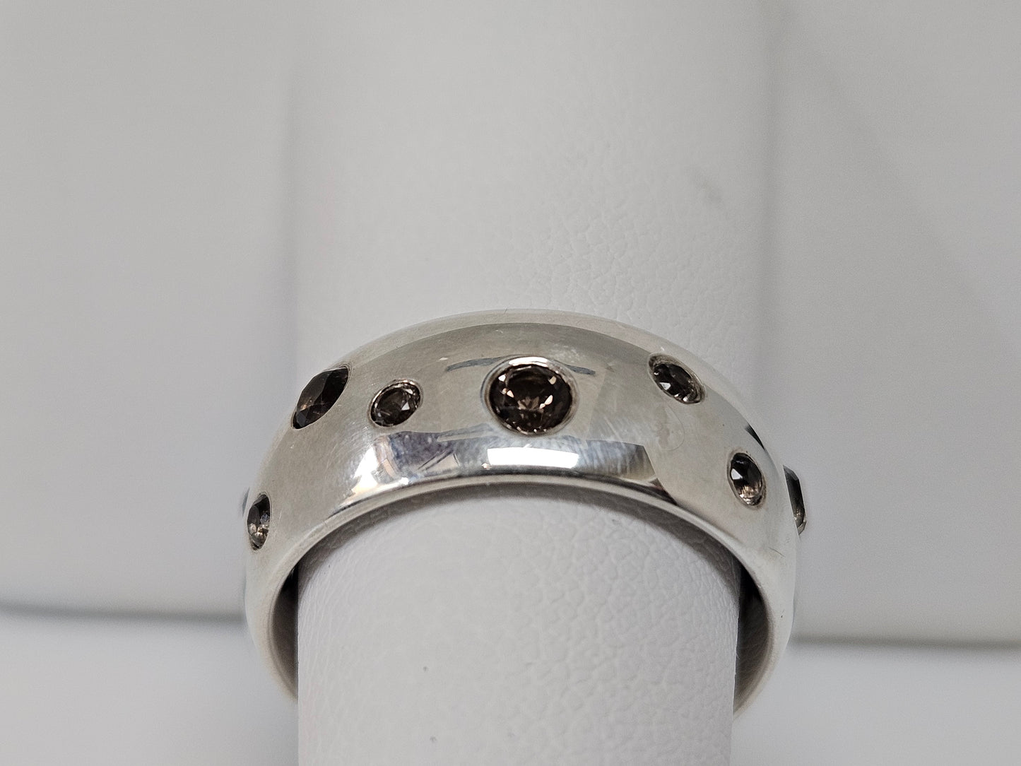 Sterling Silver 8MM wide Band W/Fancy color Topaz