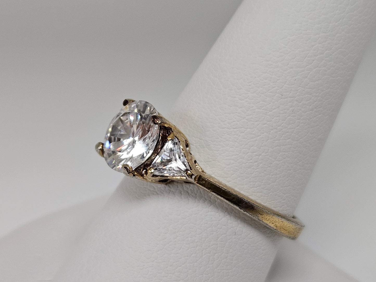 Sterling Silver CZ 3 Stone Ring Sz9