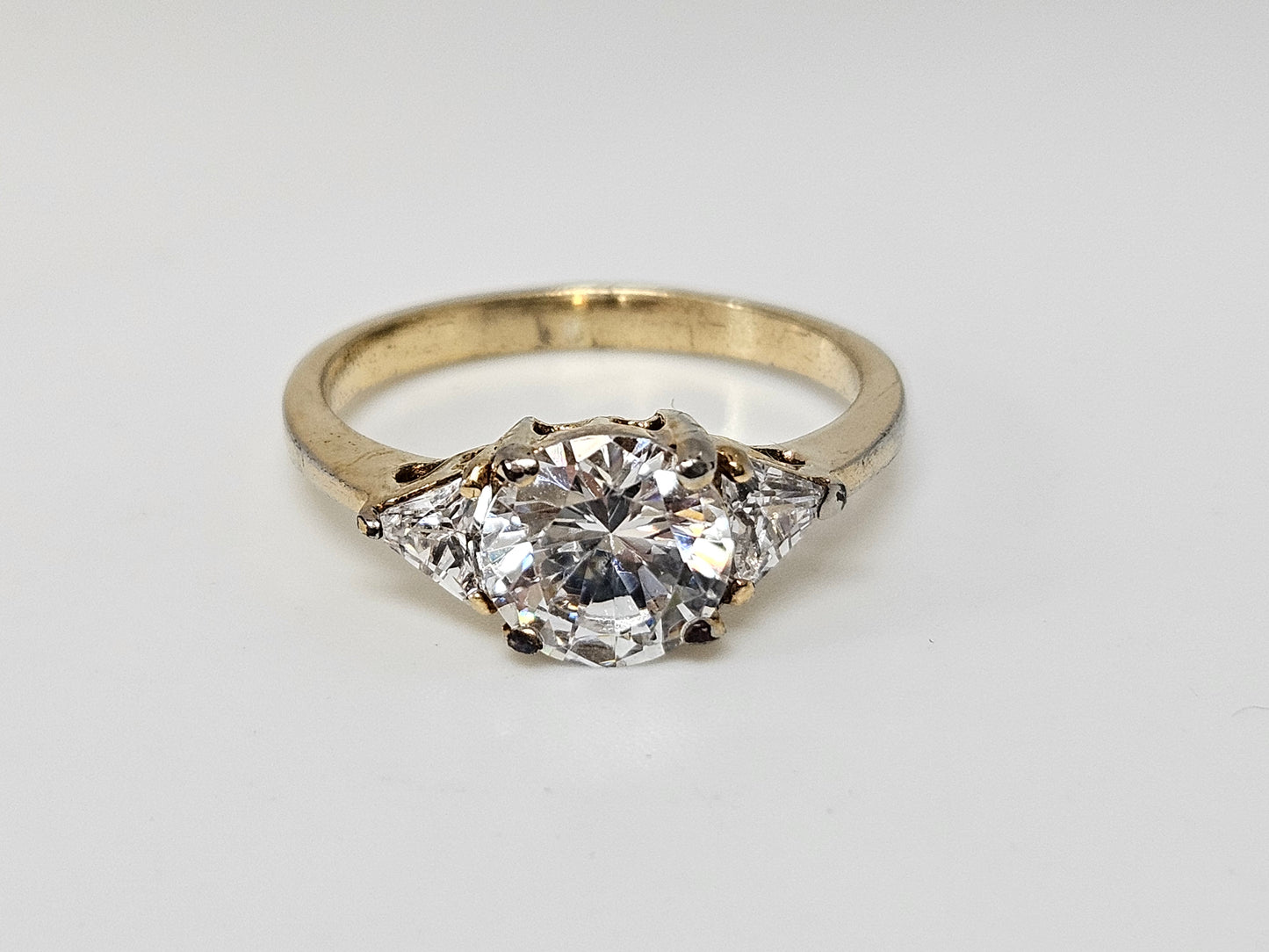 Sterling Silver CZ 3 Stone Ring Sz9