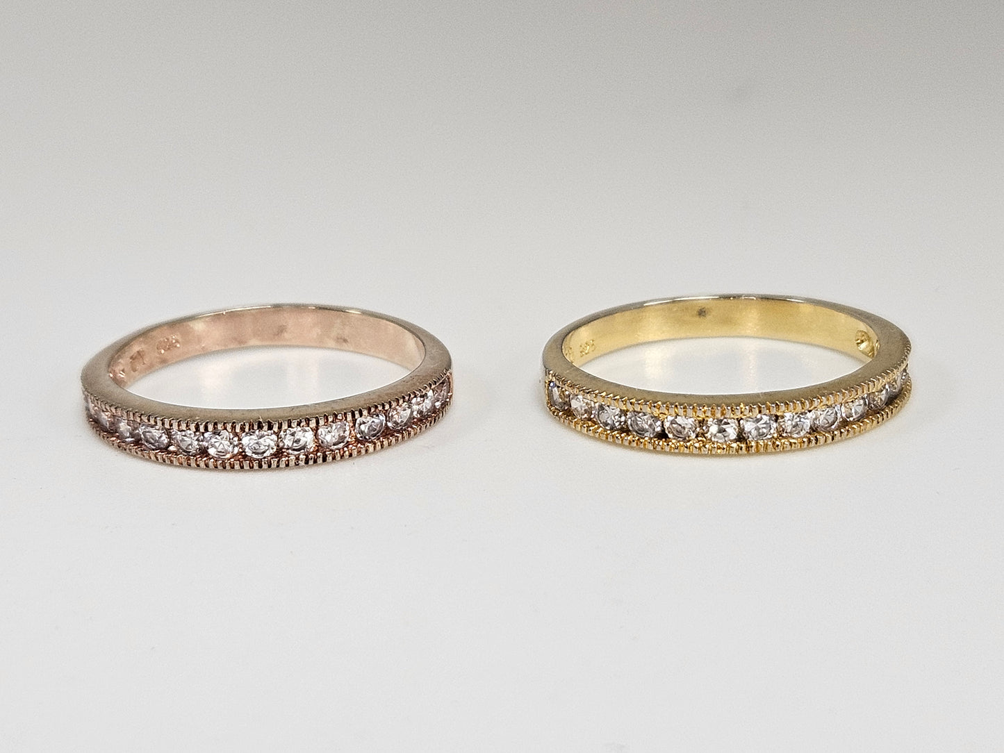 Sterling Silver CZ 2 Stackable Ring set Sz6