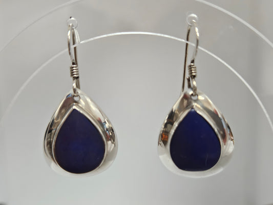 SS LAPIS DROP EARRING FRENCH WIRE