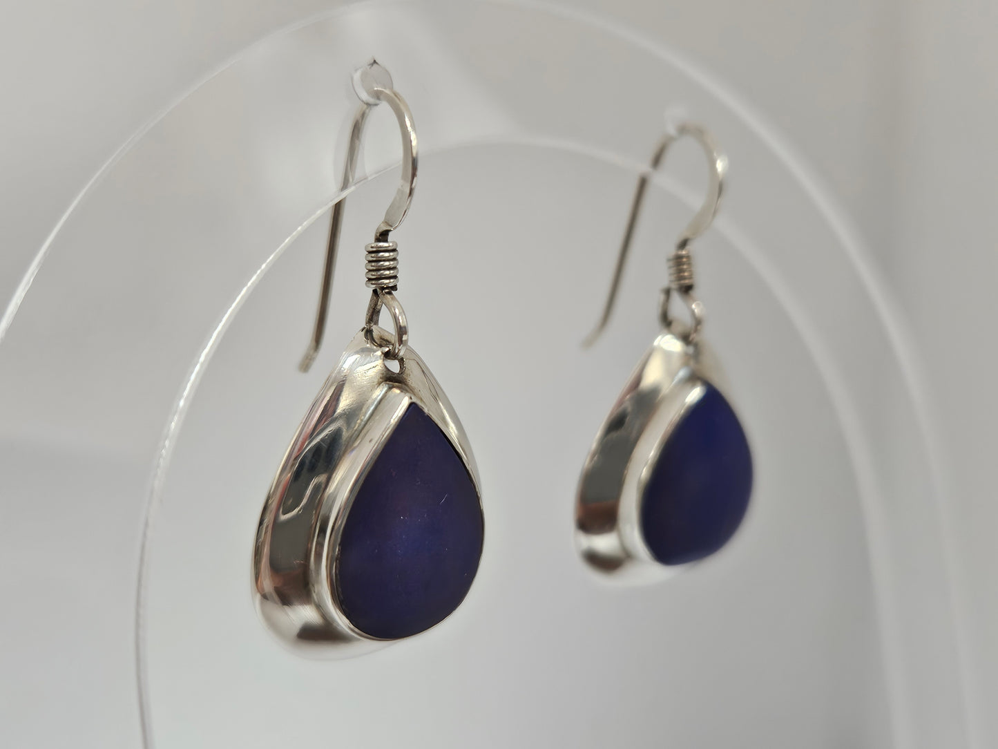 SS LAPIS DROP EARRING FRENCH WIRE