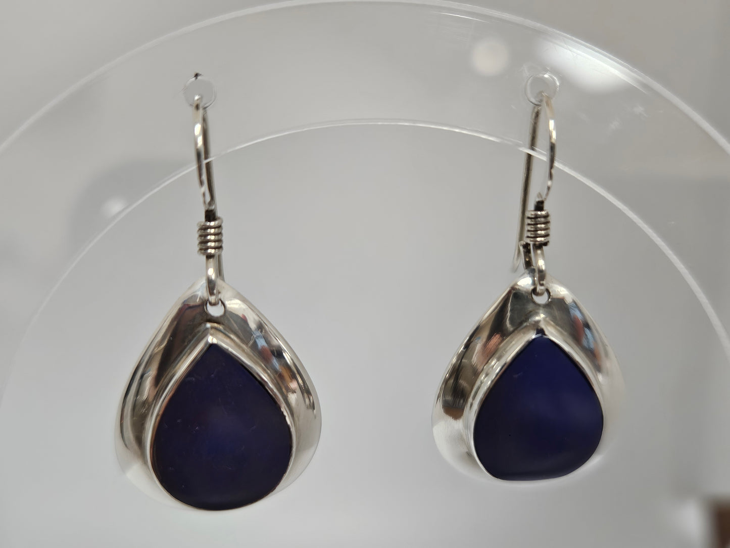 SS LAPIS DROP EARRING FRENCH WIRE