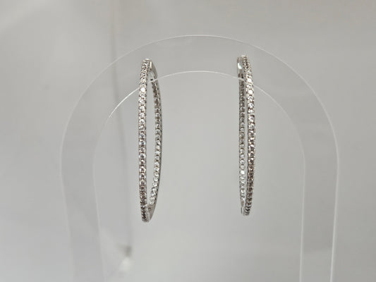 SS CZ OVAL HOOPS INSIDE OUTSIDE PAVE OVALS