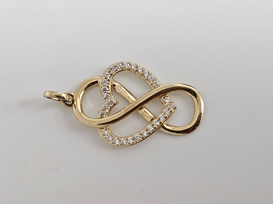 Infinity Love heart 10kYG CZ charm