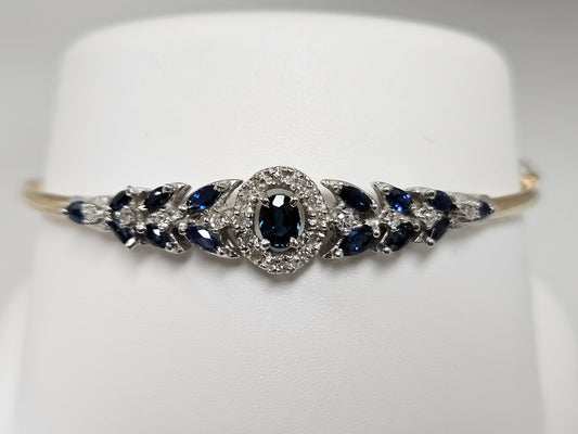 Bangle Brac 14K TwoTone 1.25ct Saph .25cttw Dia 8g