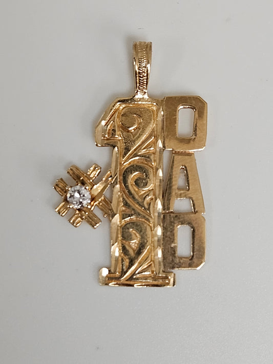 #1 Dad Pendant .09CT Dia 14kYG