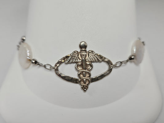 COIN PEARL SS MEDIC ALERT Bracelet