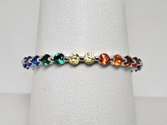 Sterling Silver Rainbow Eternity Ring Size 6