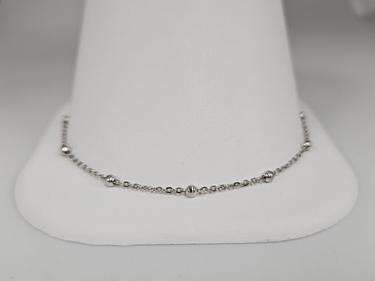 SS Anklet W Beads & Heart