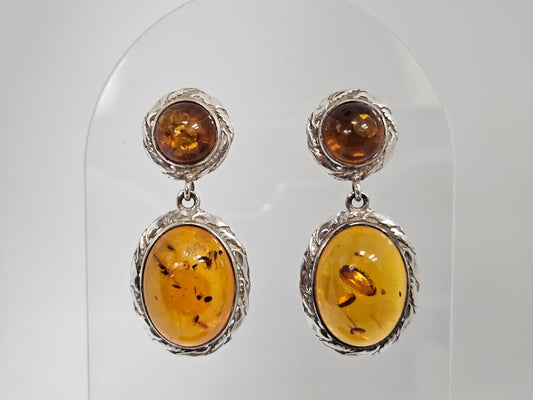 SS AMBER DANGLE EAR POST BACK