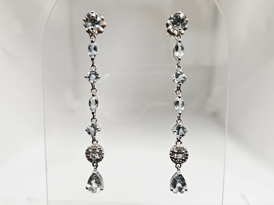 SS/ BLUE CZ DANGLE EAR POST BACK