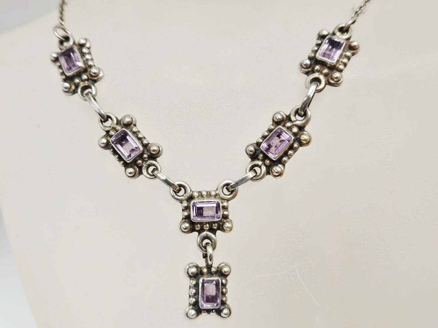 SS AMETHYST NECKLACE W/CHAIN