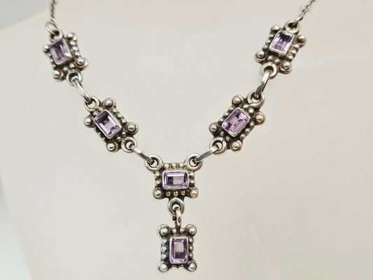 SS AMETHYST NECKLACE W/CHAIN