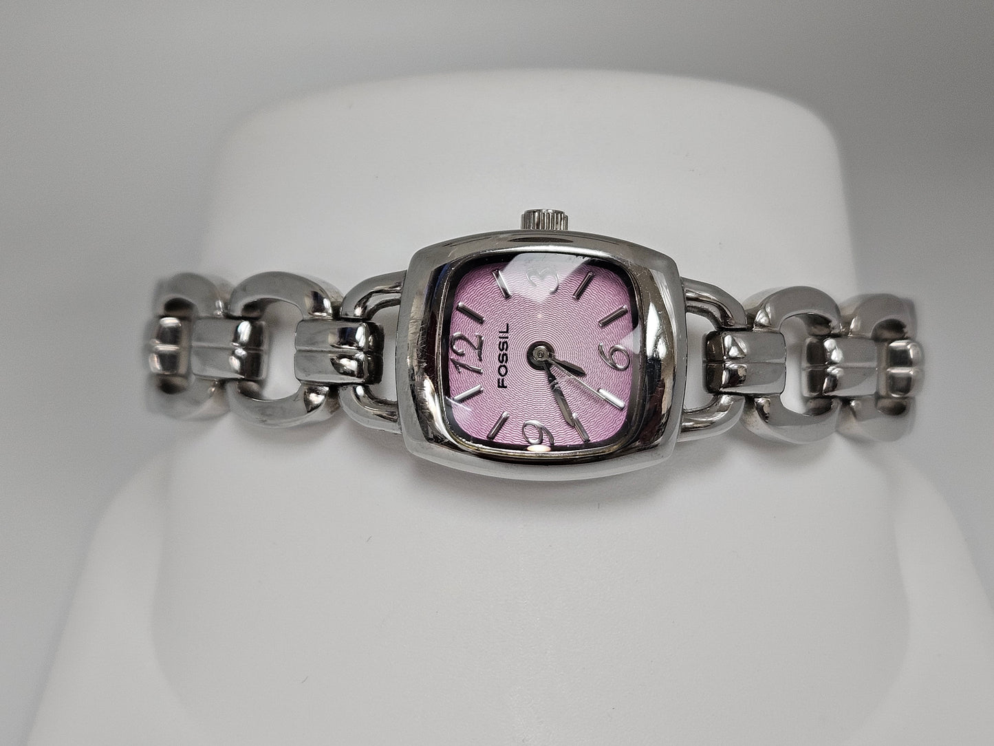 FOSSIL Pink Face Oval Link Watch