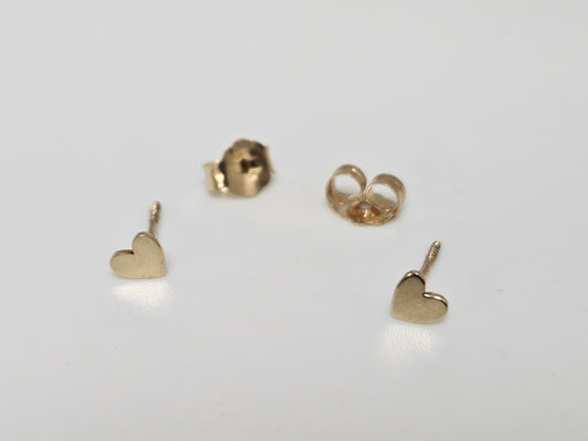 Child Heart Post Earrings 14KYG