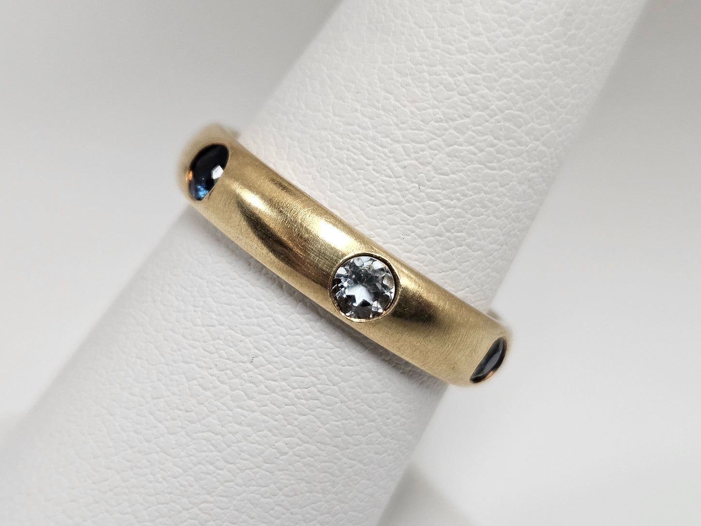 Gypsy Set Sapp/Aqua Eternity Band 18KYG 6g Sz7
