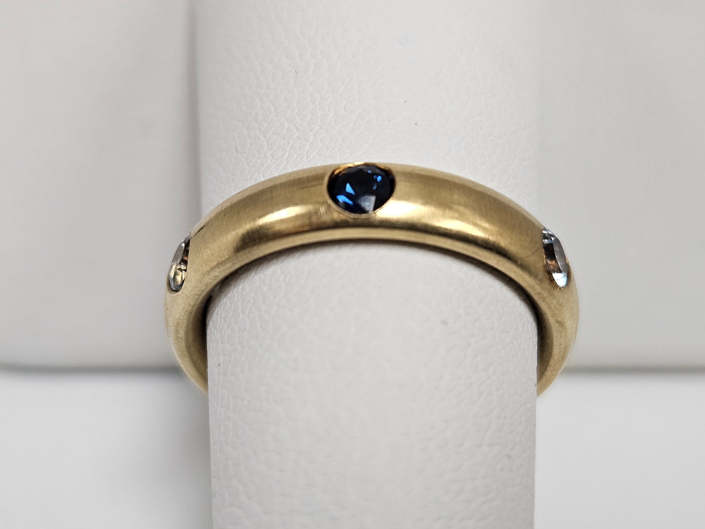 Gypsy Set Sapp/Aqua Eternity Band 18KYG 6g Sz7