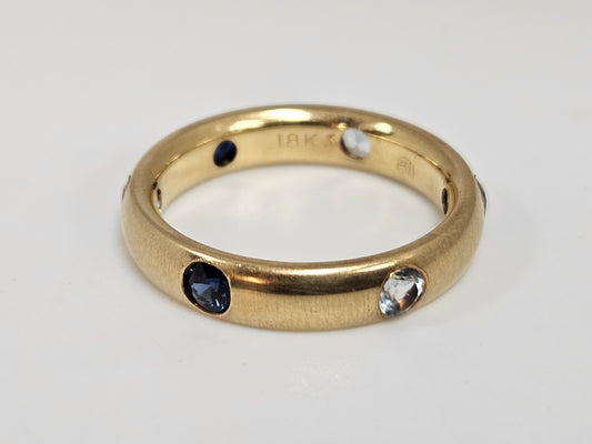 Gypsy Set Sapp/Aqua Eternity Band 18KYG 6g Sz7