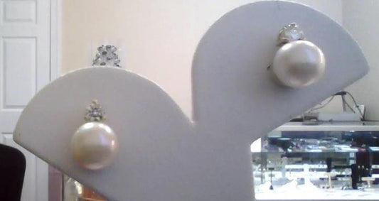 PEARL/DIA STUDS .35 CTTW