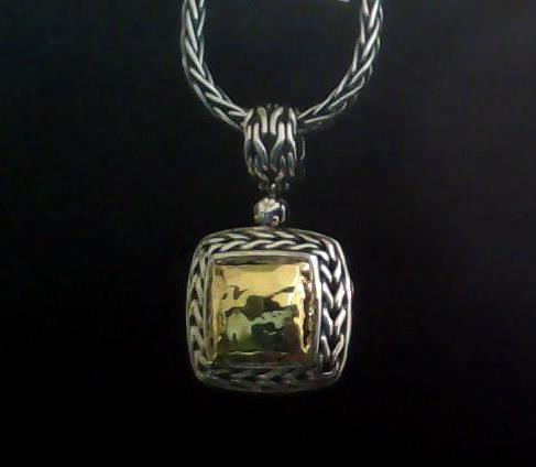 JOHN HARDY SS 18KT YG SQUARE PENDANT