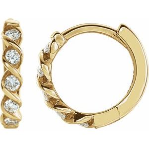 14K Yellow 1/10 CTW Lab-Grown Diamond 9 mm Hoop Earrings