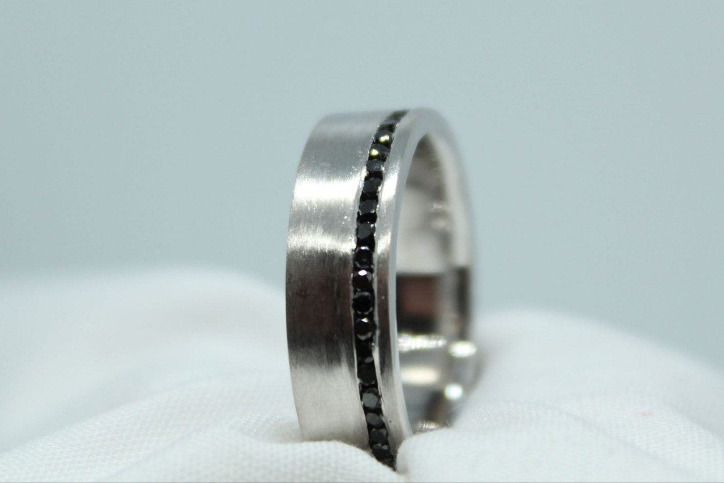 .75CT TW Black Diamond Custom Wedding Band 6mm 14kt wg