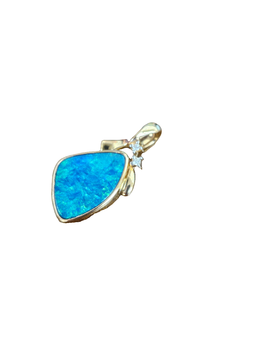 Opal Doublet/Dia 0.02cttw Pendant 14kyg