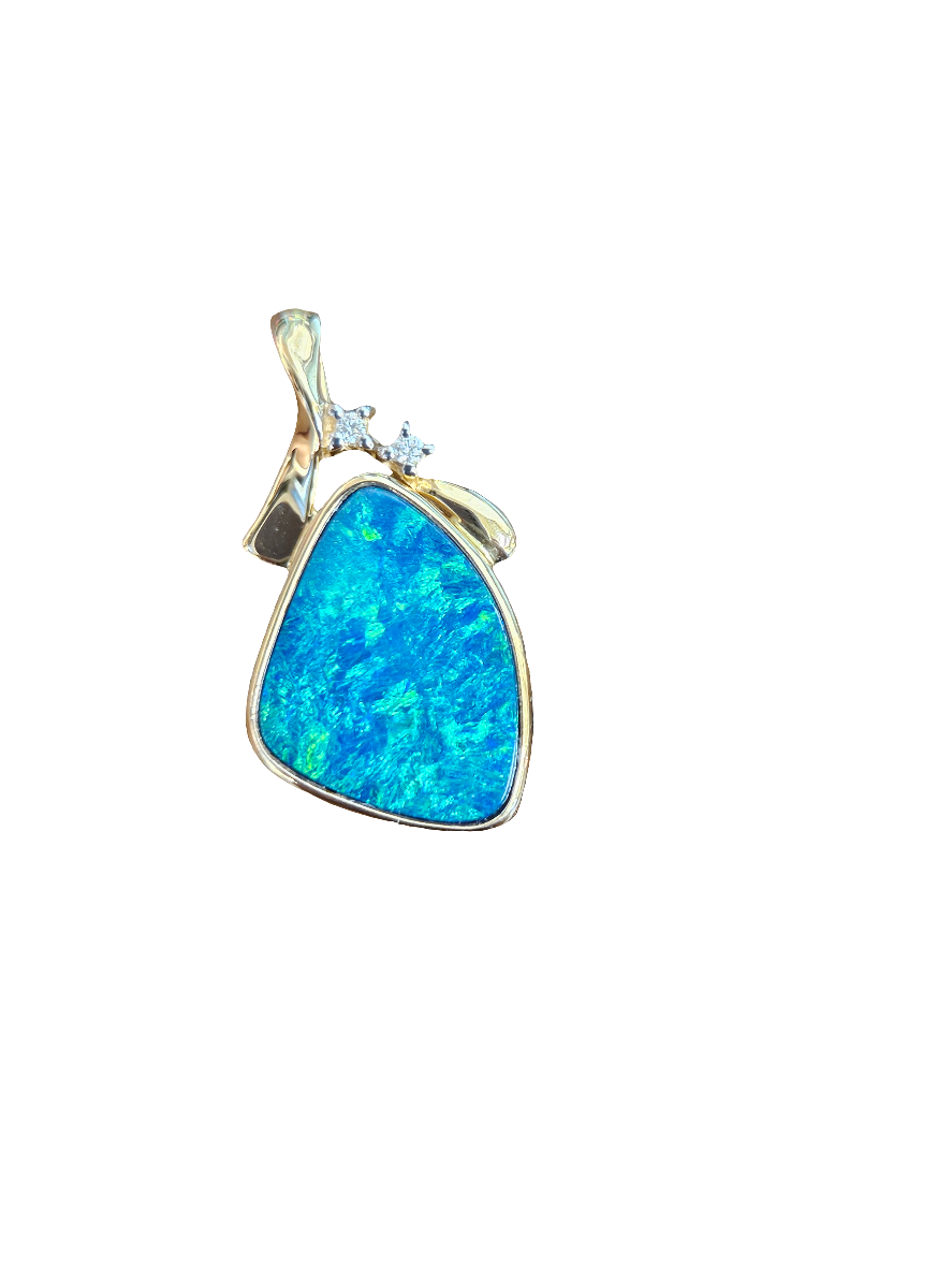 Opal Doublet/Dia 0.02cttw Pendant 14kyg