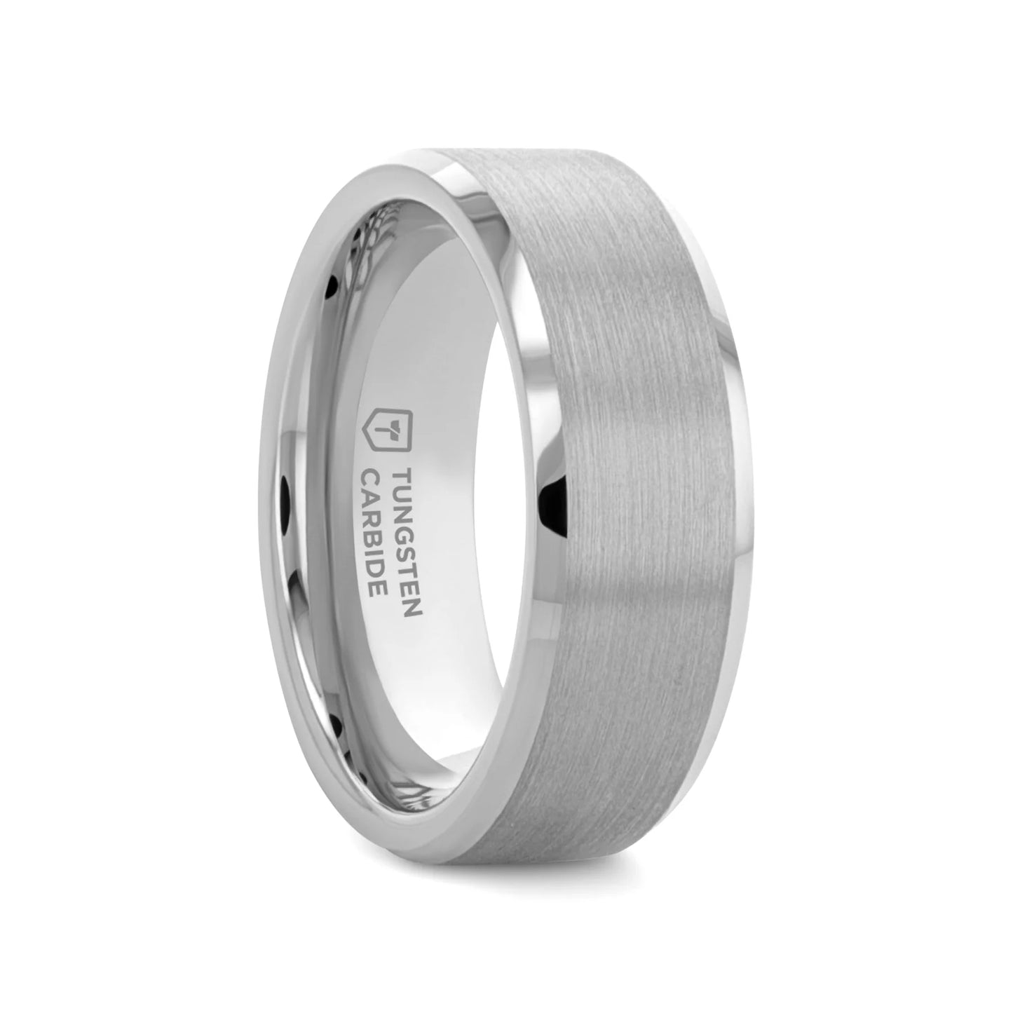 Men's tungsten Ring with Brushed Center